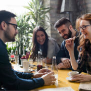 Colleagues socialising after work.