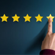 Best Excellent Services Rating for Satisfaction present by Hand of Client pressing Five Star.