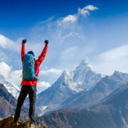 Victorious mountain climber.