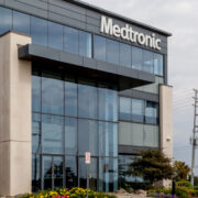 Medtronic logo on a building.