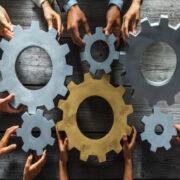 gears on table at workplace.