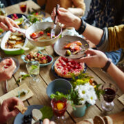 People enjoying a meal together.