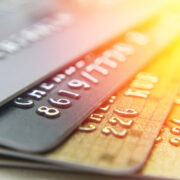 Close up of bank cards.