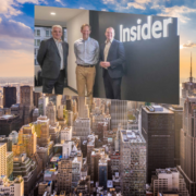 3 men inset on image of New York City.