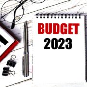 Budget 2023 written on a notebook.