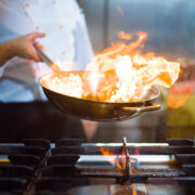 chef at work in kitchen.