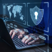 Person working from secure notebook computer.
