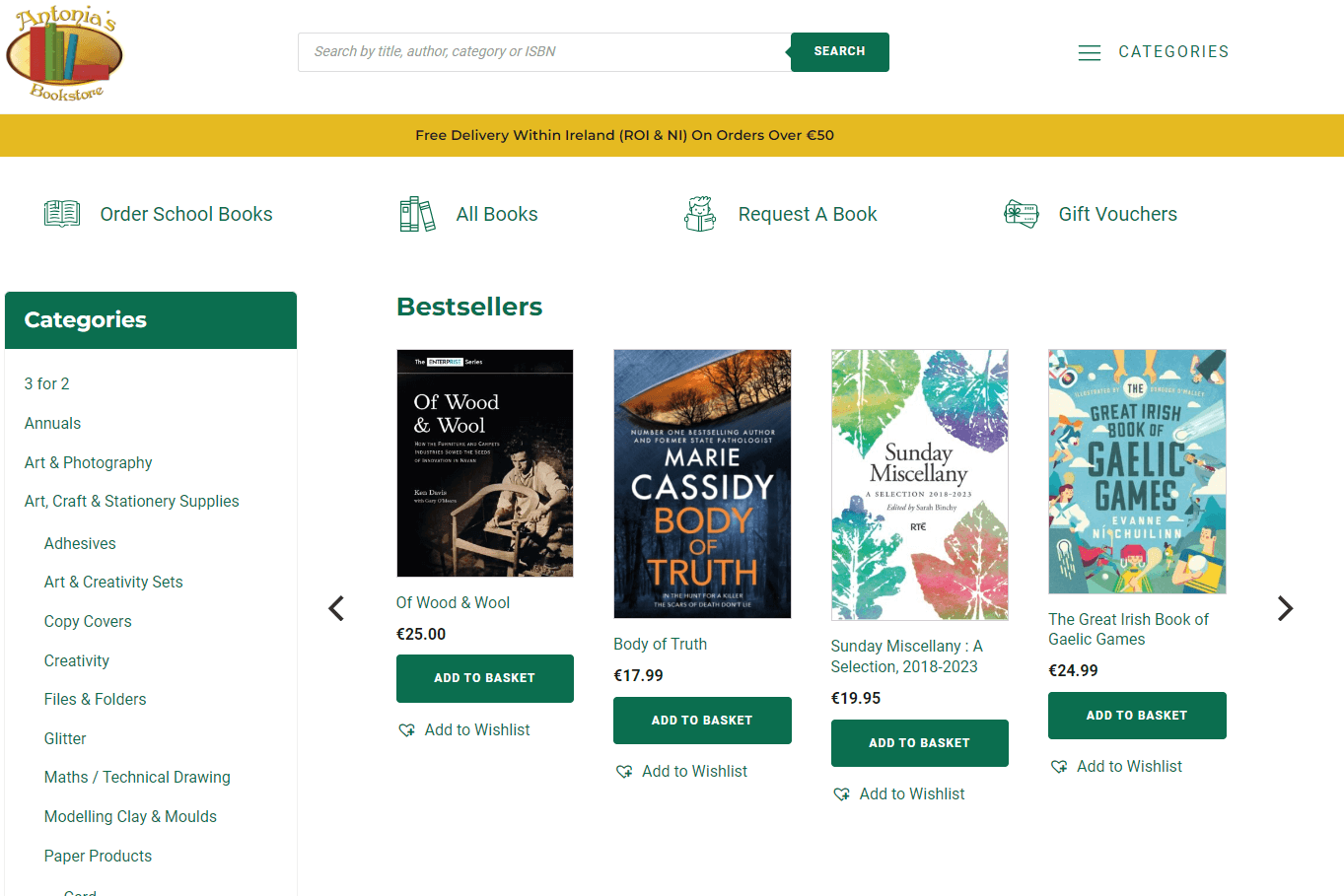 Antonia's bookshop website.