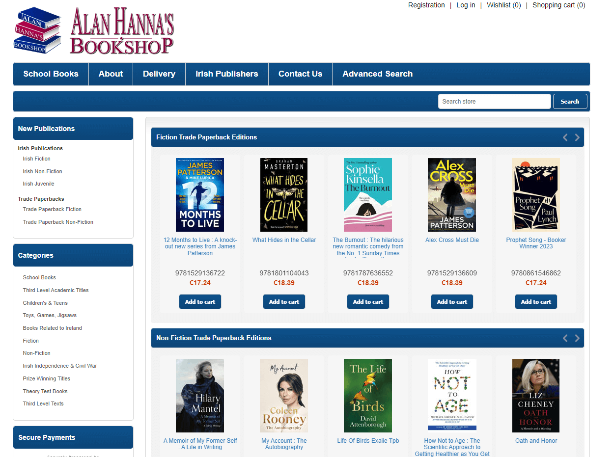 Alan Hanna's bookshop website.