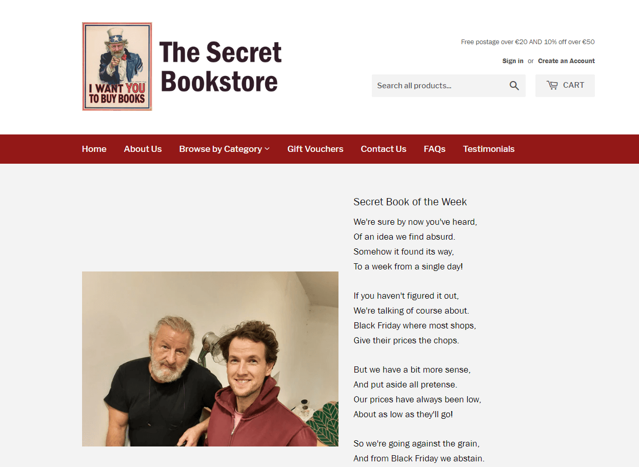 Secret Record & Bookstore Website.