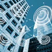 Wireless signals circulate around a building.