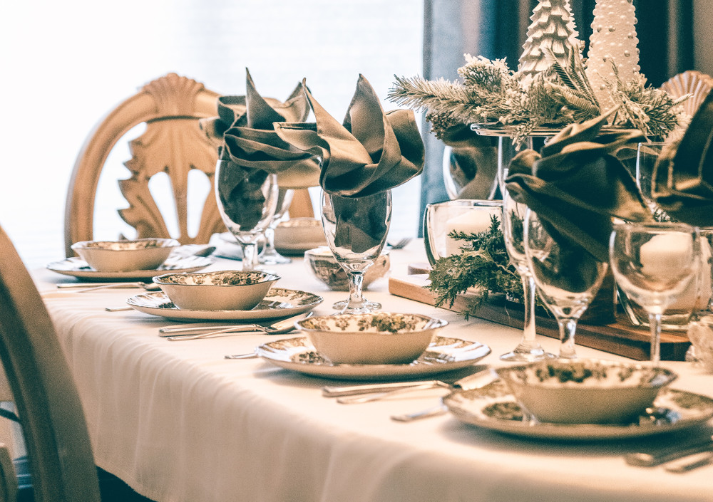 Christmas table laid out.