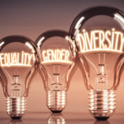 Lightbulbs with the words diversity, equality , gender and age.