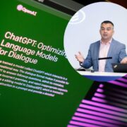 Man inset on screenshot of ChatGPT platform.