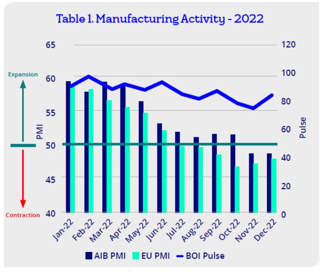 Manufacturing activity 2022 in Ireland.