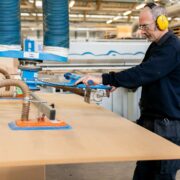 Joiner at work at Mivan in Antrim, Northern Ireland.