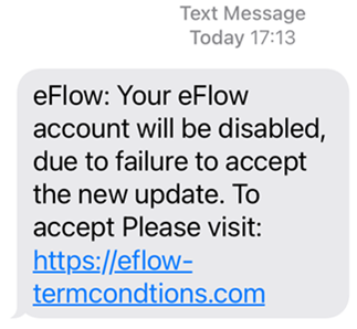 example of a fraudulent eFlow message.