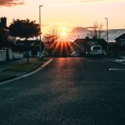 Dawn breaks over an Irish residential area.