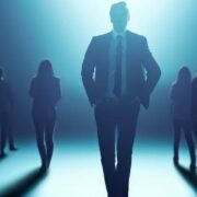 Silhouettes of business people.