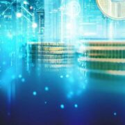 Coins on a digital background.