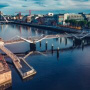 View of businesses along Dublin's Liffey.