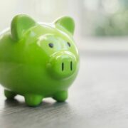 Green-coloured piggy bank.