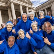 People in blue hoodies impersonating someone.