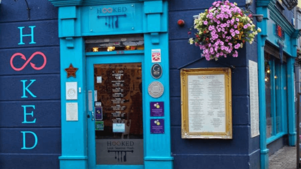 Restaurant in Sligo with blue door.