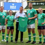 Rugby players at Aviva Stadium.