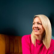 Woman in pink dress.