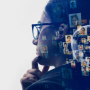 Business person looking to the future.