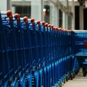 A line of shopping trolleys.