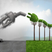 Green electricity meets fossil fuels in the air.