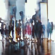 Crowds of people being researched.