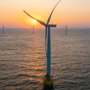 wind farm out at sea.
