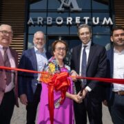 Four men and a woman cut the ribbon on new Arboretum, Wicklow.