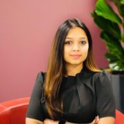 Woman in black dress.