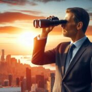 CFO observing the future through binoculars.