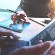 People working on accounts.