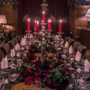 Large festive dinner table.