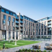 Courtyard of a student accommodation building in Dublin.