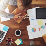 Female entrepreneur working at desk.