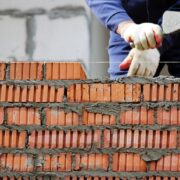 bricklayer at work on building a house.
