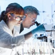 Researchers working in a lab.