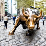Bull sculpture on Wall Street.