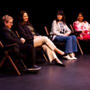 Five women during a panel discussion in Belfast.