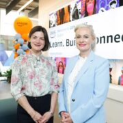 Two women at a tech event.
