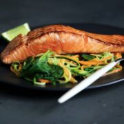 Salmon darn on a plate.