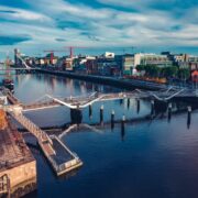 View of Dublin's Liffey from IFSC business district.