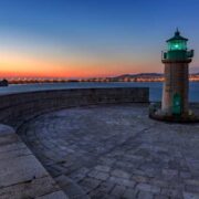 Dun Laoghaire lighthouse at dawn.